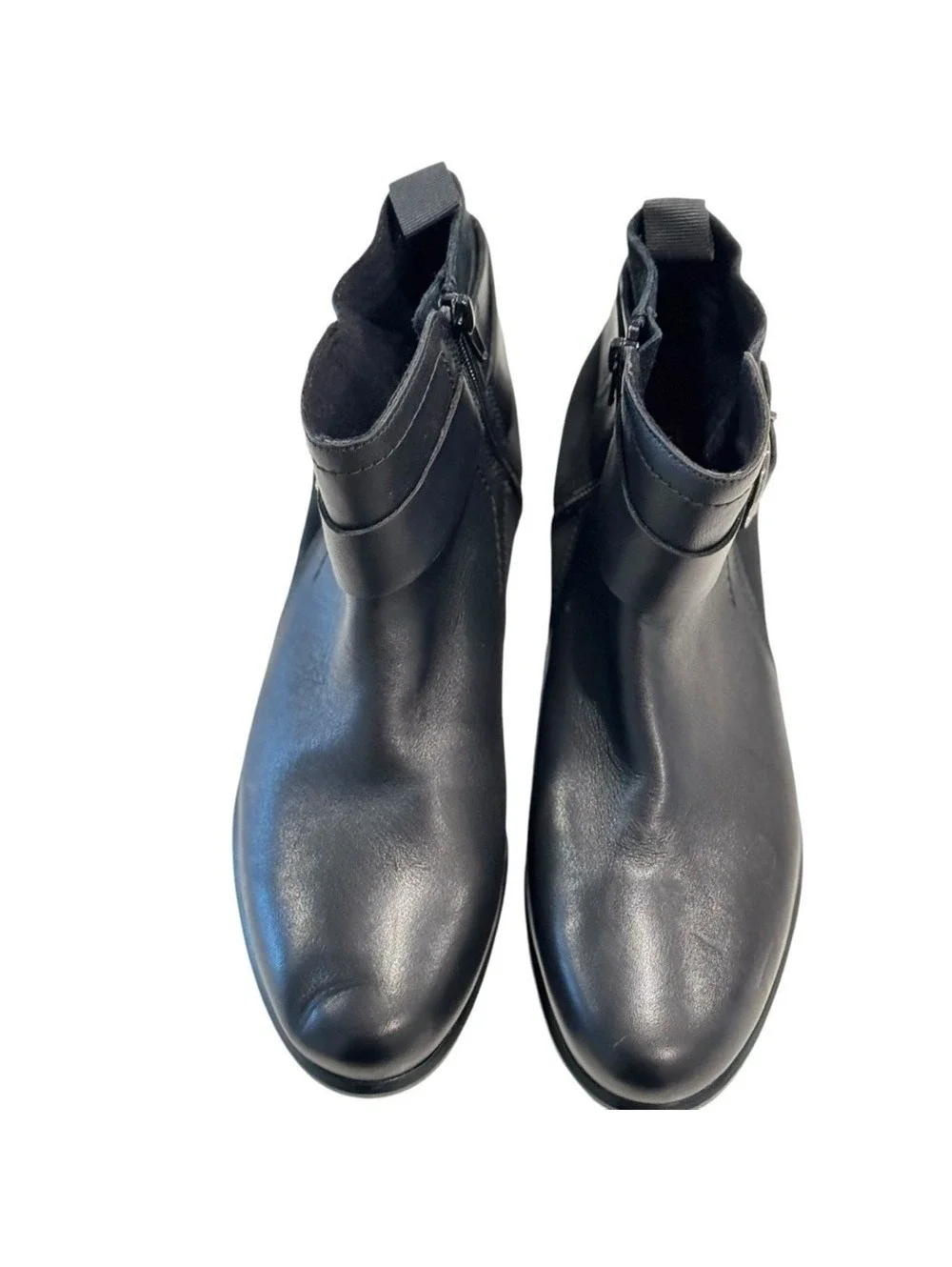 Munro Black Leather Ankle Boots with Buckle Strap Detail Size 8.5